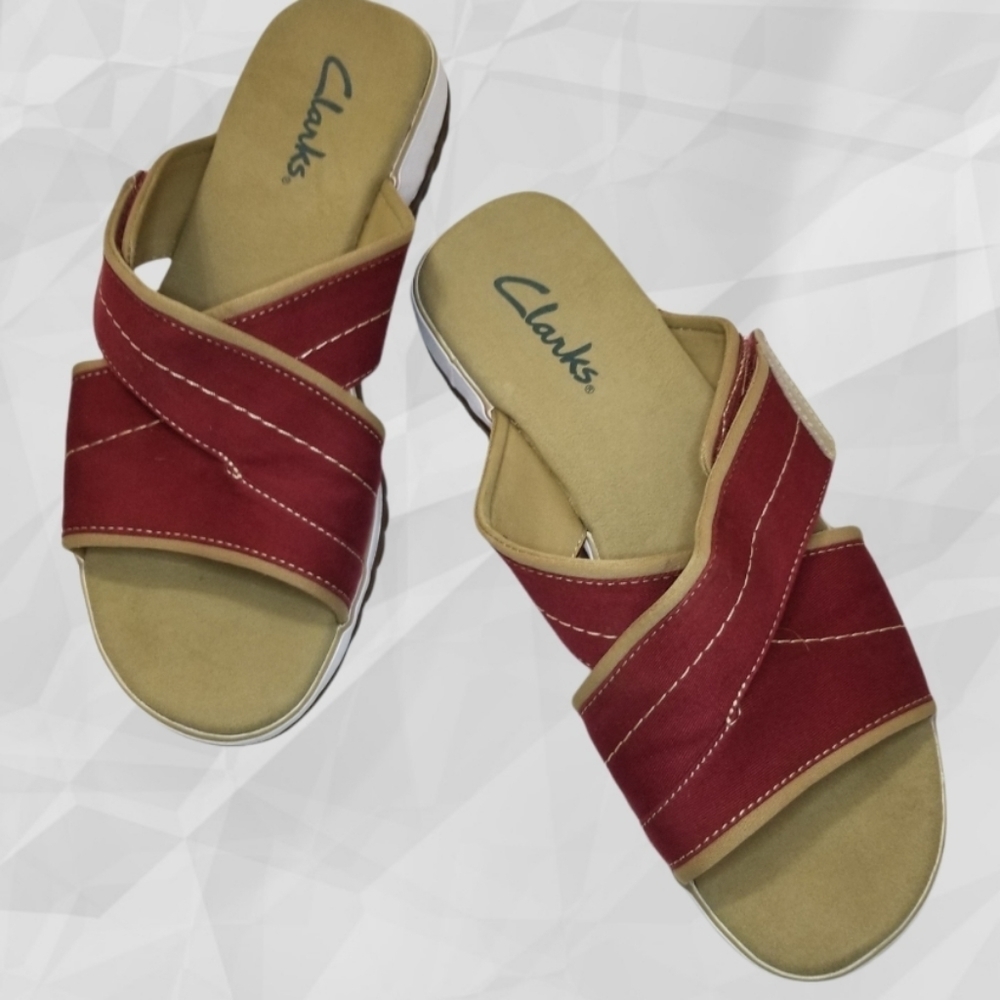 CLARKS Slide Sandals Red 10